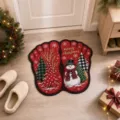 Christmas cartoon footprint shape floor mat, plush home entrance doormat and indoor decor. - Snowman And Merry Christmas Style (C-jYsDj (4)) / 40*60CM [Faux Cashmere]