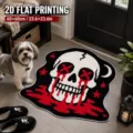 Halloween skull patterned cashmere-like rug, non-slip absorbent door mat for home decor. - Imitation Cashmere / 60x60cm / Halloween-1 (Skull Red Flower)