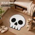 Halloween skull shaped rug fluffy non-slip floor mat for bedroom bathroom entryway decor - Imitation Cashmere / 60x60cm / Halloween-2 (Classic Skull)