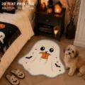 Halloween ghost shaped soft fluffy rug non-slip floor mat for bedroom bathroom home decor - Imitation Cashmere / 60x60cm / Halloween-3 (Ghost With Hat)