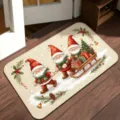 Close-up scene of festive Christmas gnome doormat with cute holiday gnomes and gifts. - Christmas Gnome 2 / 40*60cm