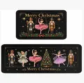Weihnachten Nussknacker Küchenmatte 2er Set, festliche rutschfeste Heimtextilien Fußmatte. - Schwarz Gold Stern Nussknacker (Stil-7)