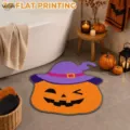 Halloween pumpkin witch hat bath mat, soft non-slip floor rug for bathroom and indoor entry. - Crystal Velvet / 60x60cm / Halloween-13 (Pumpkin Witch Hat)