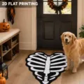 Halloween heart skeleton rug imitation cashmere floor mat funny entryway decor indoor doormat - Crystal Velvet / 60x60cm / Halloween-14 (Heart Bone Skeleton)