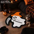 Halloween funny ghost rug cute witch hat floor mat soft absorbent bedroom home decor doormat - Crystal Velvet / 60x60cm / Halloween-17 (Ghost With Scythe)
