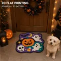Halloween funny skull imitation cashmere doormat absorb water anti-slip floor mat 60x60cm - Crystal Velvet / 60x60cm / Halloween-19 (Irregular Skull Pumpkin)
