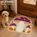 Cute mushroom shaped floor mat 60x60cm autumn entryway rug absorbent non-slip door mat - Crystal Velvet / 60x60cm / Halloween-23 (Mushroom Autumn Leaf Star)