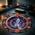 Tappeto Rotondo Illusione 3D Halloween Zucca Teschio Tunnel Cyberpunk Tappetino Soggiorno - YXXX-1 / 60*60cm