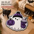 Halloween cute ghost printed floor mat soft anti-slip rug for indoor bathroom decor - Crystal Velvet / 60x60cm / Halloween-26 (Ghost Pumpkin Drink)