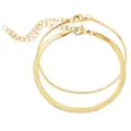 Detailed view of the elegant double-layer gold snake chain bracelet, minimalist style. - Double Layer Snake Chain / Gold