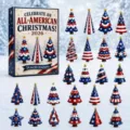 Calendario de adviento de árbol de navidad 2026 con 24 adornos patrióticos de acrílico. - 26*18*3CM / Caja Sorpresa de Árbol de Navidad EE.UU. 2026
