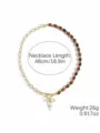 Retro tiger's eye gemstone and gold chain necklace with cute bow pendant, chic clavicle chain. - Bowknot Pendant Style / Retro Tiger Eye (N2512-24)