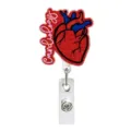 Porte-badge retractible coeur rouge cardiologie clip en acrylique pour personnel medical - Cœur Rouge