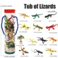 Plastic lizard toy set bucket with multiple realistic figures and detailed sizes for kids. - Bucket Packed Lizards