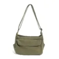 Casual retro canvas shoulder bag, minimalist solid color crossbody bag for daily use. - Green