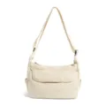 Minimalist casual canvas shoulder crossbody bag, solid color vintage daily messenger bag. - Off White