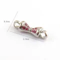 DIY jewelry connector metal findings with red stones for bracelet necklace crafting 2cm - Gold Base Red Rhinestone