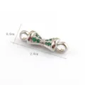 DIY jewelry connector finding, 2cm x 0.6cm gold plated metal with green cubic zirconia. - Gold Base Green Rhinestone