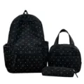 Conjunto de mochila de pana negra de 3 piezas con estrellas doodle estilo variante - Conjuntos / Negro