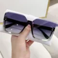 Lunettes de soleil oversize dégradées pour femmes, sans monture, protection UV tendance. - Gris Dégradé