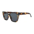 Klassische Designer Sonnenbrille mit Katzenauge Schildpattmuster UV Schutz fuer Damen. - Leopard Rahmen Graue Gläser
