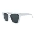 Chicke weiße Katzenauge Sonnenbrille mit schwarzen Gläsern, eleganter Sonnenschutz. - Weißer Rahmen Graue Gläser