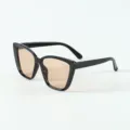 Schwarze Cat-Eye-Sonnenbrille mit hellbraunen Gläsern, klassische Mode-Brille für Damen und Herren. - Schwarzer Rahmen Champagner
