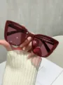 Weinrote Cat-Eye Sonnenbrille für Damen und Herren, stilvolle Vollrand UV-Schutz Mode Brille. - Kastanienbrauner Rahmen Weinrote Gläser