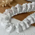 White polka dot lace ruffle trim ribbon for Lolita dress DIY sewing craft 1 yard - Length 1m Width ~3.5cm / White