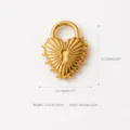 Gold stainless steel sunburst heart lock pendant, elegant jewelry making accessory. - Heart Lock Pendant