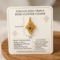 Gold rose bouquet pendant stainless steel PVD plated jewelry accessory 20.1mm size - Flower Pendant