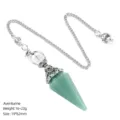 Natural green aventurine crystal pendulum necklace for dowsing, yoga, and meditation. - Green Aventurine