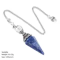 Natural Sodalite Crystal Pendulum Antique Silver Ornate Cone Dowsing Divination Healing - Blue Sodalite