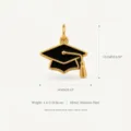 Gold stainless steel graduation cap charm pendant diy jewelry accessory 16x14.9mm - Doctorate Hat Style