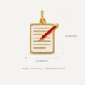 Gold stainless steel notebook pencil pendant charm, cute red enamel school stationery necklace. - Writing Letter Style