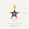 Stainless steel blue enamel star pendant DIY necklace charm with glitter details for jewelry - Star Style