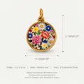 Stainless steel gold-plated round floral pendant charm for DIY necklace jewelry making. - Round Flower Style