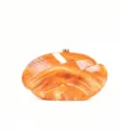 Close-up detail of orange marbled acrylic clutch bag, showcasing glossy texture and metal clasp. - Streaky Orange