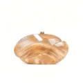 Acrylic wave clutch bag detail, stylish caramel marbled evening purse with metal clasp. - Flowing Brown