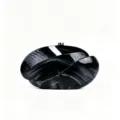 Detailed view of the black and white wave acrylic clutch bag texture and metal clasp design. - Marble Black
