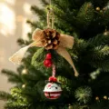 Colgante de campana para árbol de navidad con piña y lazo de yute decoración festiva - Estilo Campana Estrella Corazón Lazo de Arpillera (款3)