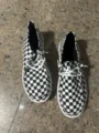 Women black and white checkerboard slip-on casual flat shoes with comfortable white laces. - 36 / Black & White Checkerboard