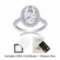 S925 silver oval moissanite ring with halo and twist band, elegant engagement jewelry. - US 7 / HK 15 / R15324 Oval Moissanite Ring (4.5CT)+GRA Certificate+Drawer Box