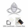 Stunning 925 silver marquise moissanite ring with halo, elegant engagement ring with GRA cert. - US 7 / HK 15 / R15321 Marquise Moissanite Ring (with Certificate & Box)