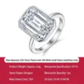 S925 silver 10ct emerald cut moissanite ring luxury engagement ring for women elegant jewelry - US 7 / HK 15 / R15366 Octagon Moissanite Ring