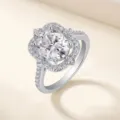 S925 silver oval moissanite ring with halo, luxury engagement ring with GRA certificate box. - US 7 / HK 15 / R15293 Oval Moissanite Ring (with Certificate & Box)