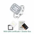 Stunning emerald cut moissanite ring in S925 sterling silver, elegant bezel set design for women. - US 7 / HK 15 / R15366 Octagon Moissanite Ring (with Certificate & Box)