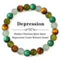 Natural multi gemstone beaded bracelet featuring tiger eye and malachite for stylish wear. - Purple Green Gray Beads With Lotus Pendant (Depression-3)