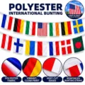 Multinational string flags banner polyester national flags for party festival decoration event - 48 Countries Mix / 48 Pieces/Pack (14x21cm)