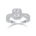 Magnifique Bague Moissanite Taille Émeraude Argent Sterling 925 Anneau Femme Chic - US 5 (HK 11) / Bague Moissanite Octogone (R13023)